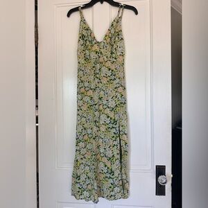 Urban Outfitters Green and Pink Strappy Floral Summer Dress, small